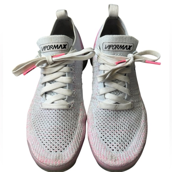 Nike Women's Gray and Pink Flyknit Vapormax Sneakers - Picture 4 of 8